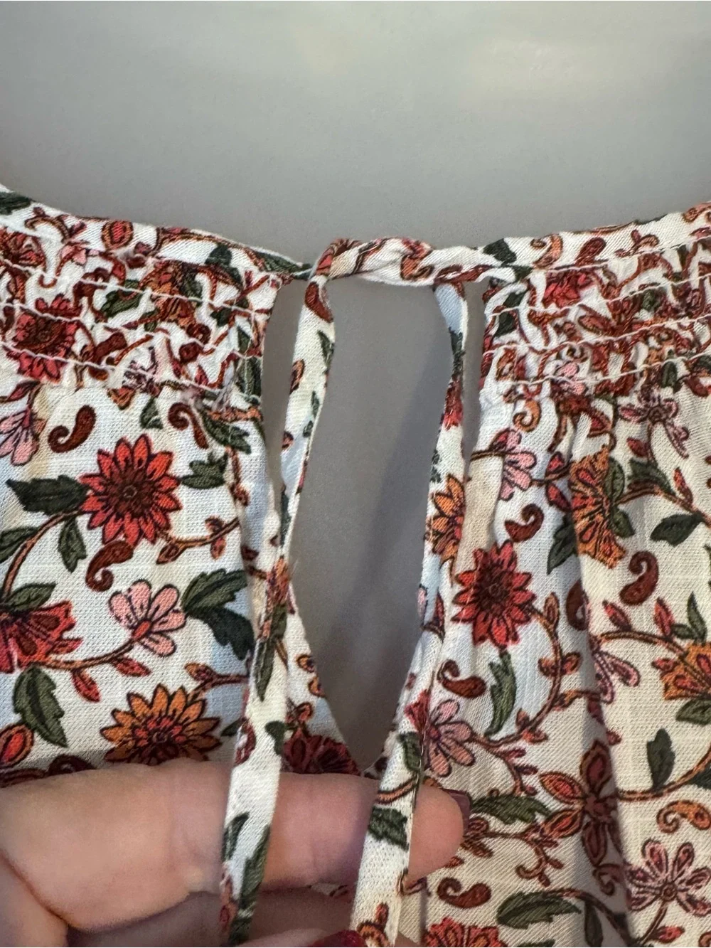 NWT Old Navy Cream Peasant Blouse with Rusty Floral Print PLUS: 2X #R - Picture 4 of 10